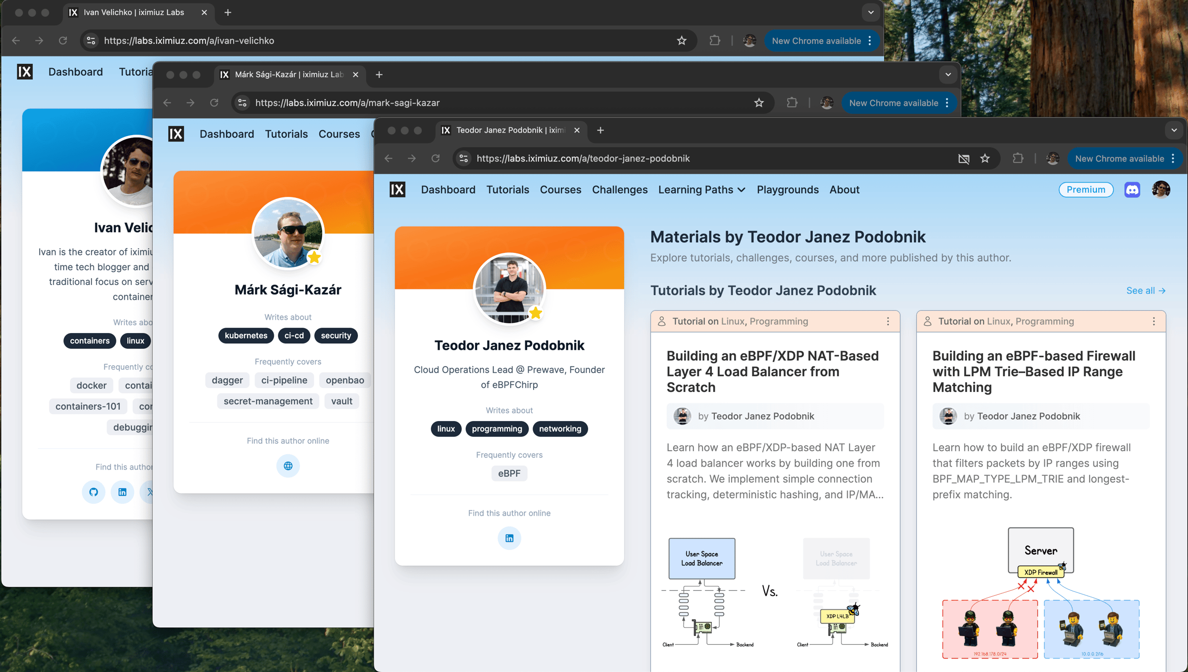 iximiuz Labs' new author profile page (screenshot).